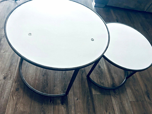 Round glass mirrored top - round,