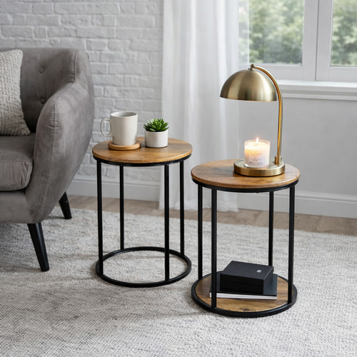 Nest tables rustic - rustic, oak