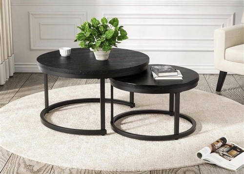 Black round nesting coffee - black,