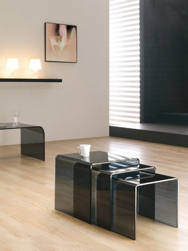 Milan black glass nest - black, of