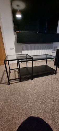 Black glass nest tables - tables, set