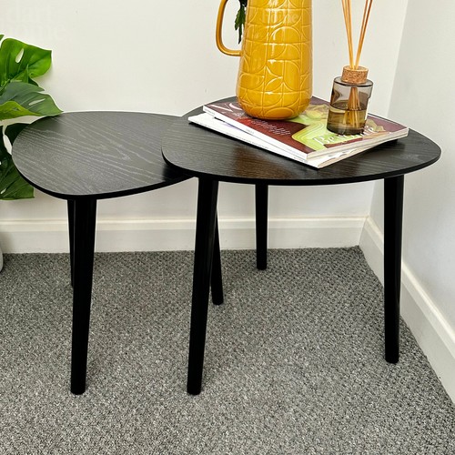 Black pebble side tables - black,