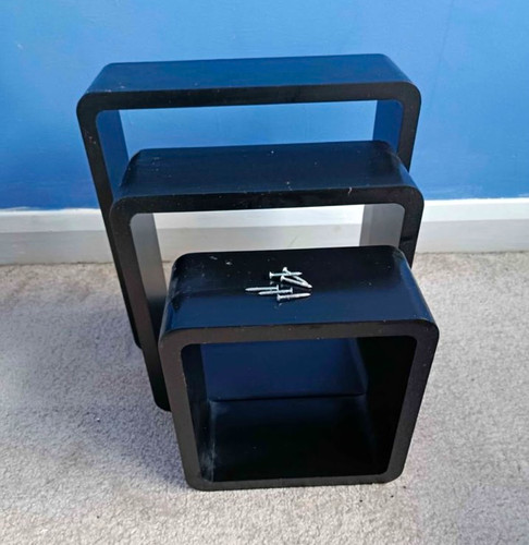 Black wood floating shelves - black,